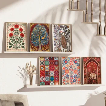 Pichwai Art Wall Painting Set of 6 for Home Decor