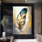 Vibrant Feather Canvas Print - Modern Canvas Art Print in Luxury Gold