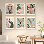 Nature Inspired Modern Art Prints with Frame for Living Room Bedroom Home and Office Wall Decor Set of 6