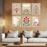 Traditional Indian Pichwai Art Prints with Frame for Home Decor Set of 6