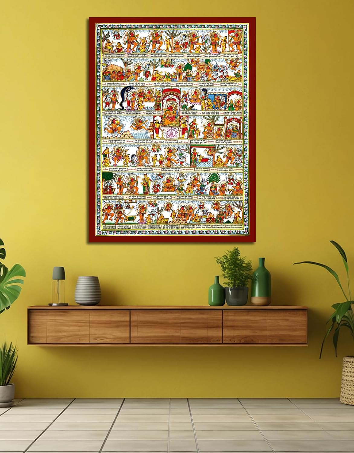 Hanuman Chalisa Wall Art Canvas Painting - Sikhash Hanuman Chalisa wall art canvas India for living room decor