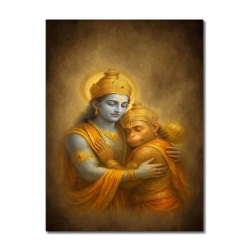 Lord Shri Ram with Hanuman Ji Religious Art Canvas Painting