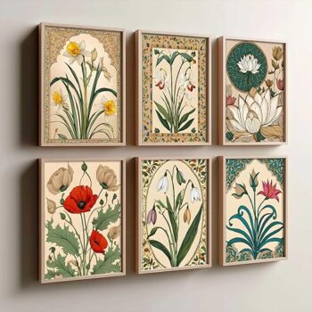 kotart Premium Digital Madhubani Art Paintings with Frame for Home Decor - Wall Painting for Bedroom Living Room Hotel Wall Decor - Pack of 6 (13x17, painting for wall decoration)